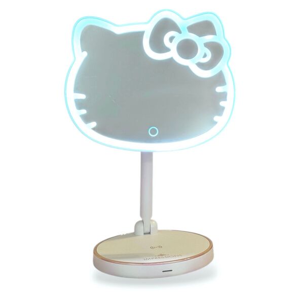 Hello Kitty LED Rechargeable Makeup Mirror w/ Wireless Charging Phone Pad - Picture 2 of 7